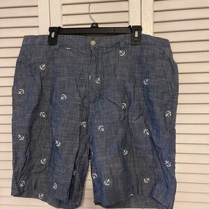 Blue Anchor Print Shorts